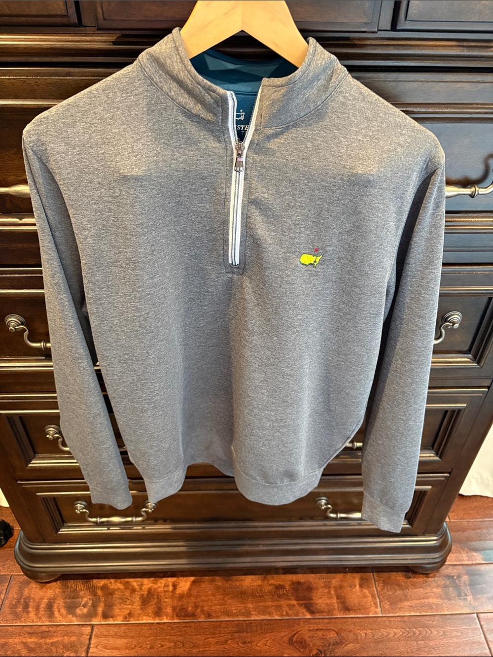 Masters Gray Quarter-Zip Sweater with Yellow Embroidered Logo